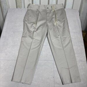 Lee Mens Double Pleat Dress Pants Beige Relaxed Fit Wrinkle Free 40x30 NWT